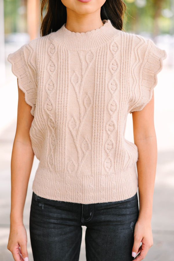 Cable Knit Sweater Tank Top