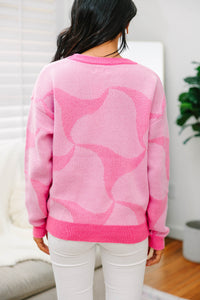 Spin The Wheel Pink Abstract Sweater