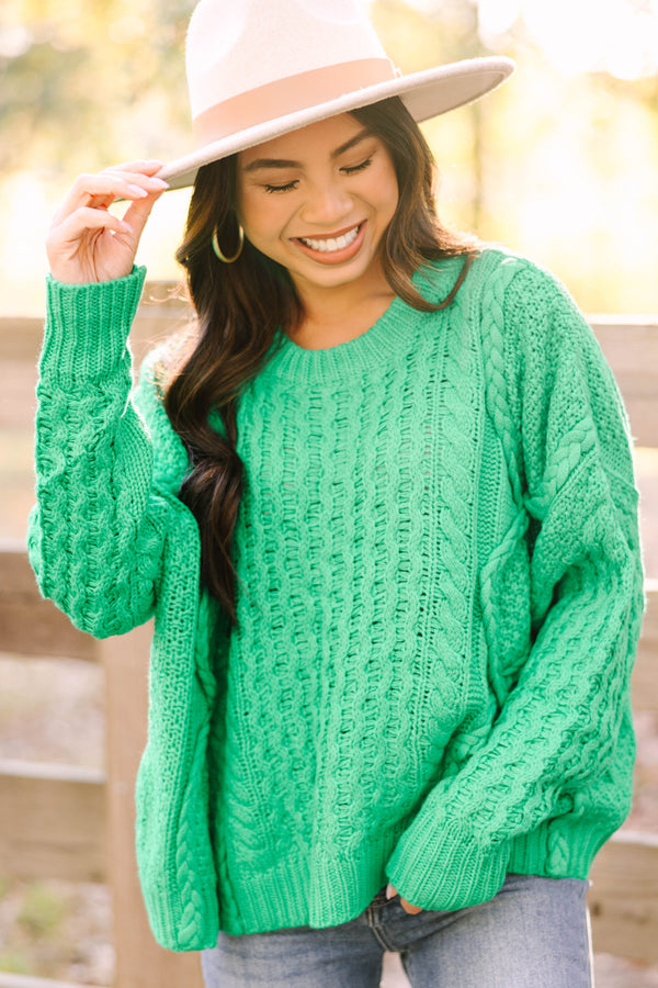Be The Best Kelly Green Cable Knit Sweater