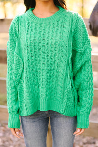 Be The Best Kelly Green Cable Knit Sweater