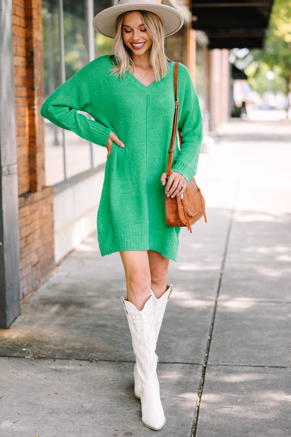 Ready For The Day Emerald Green Sweater Dress