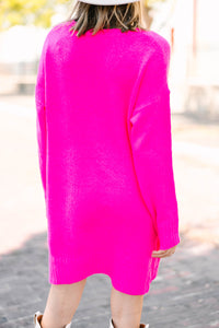 bold pink sweater dress