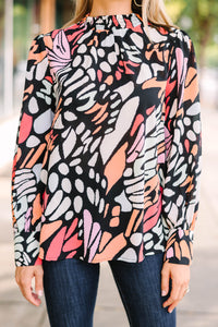 Fly High Black Abstract Blouse