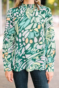Fly High Hunter Green Abstract Blouse