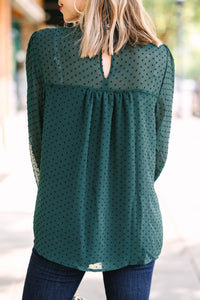 You Deserve It All Hunter Green Ruffled Blouse