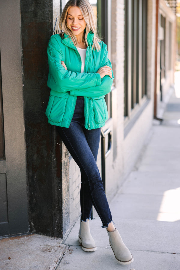 Moving On Emerald Green Puffer Jacket
