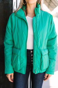 Moving On Emerald Green Puffer Jacket