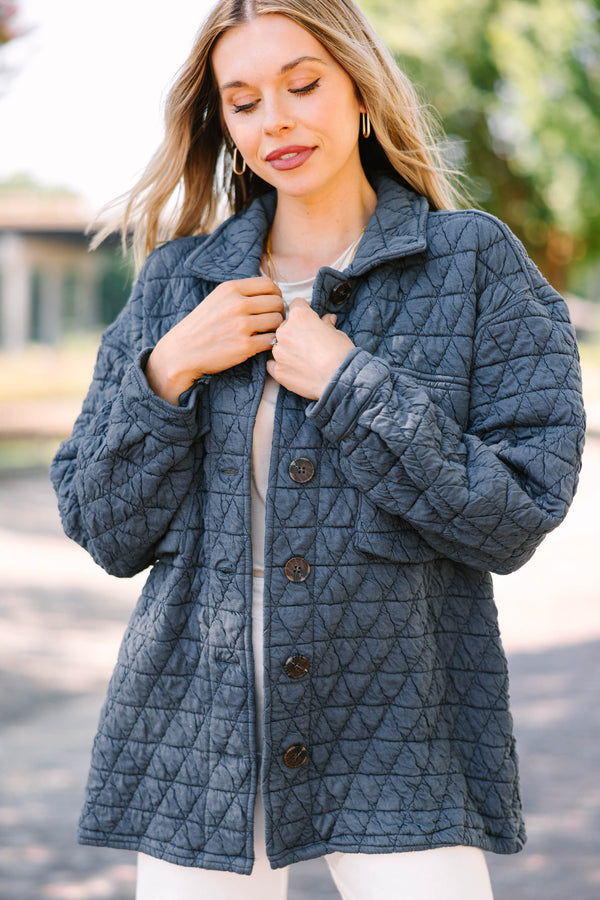 Make Your Choice Navy Blue Quilted Shacket