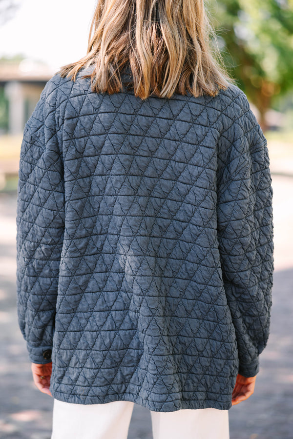 Make Your Choice Navy Blue Quilted Shacket