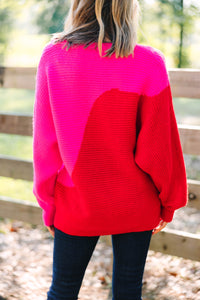 In Perfect View Hot Pink Colorblock Sweater