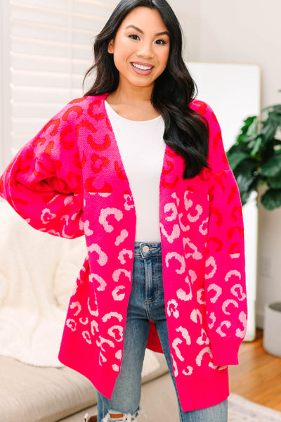 カーディガン bibiy "B" LEOPARD CARDIGAN (PINK) FarrahPinkLeopardKnitCardigan_
