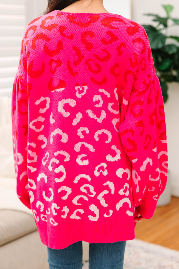 bright pink leopard cardigan
