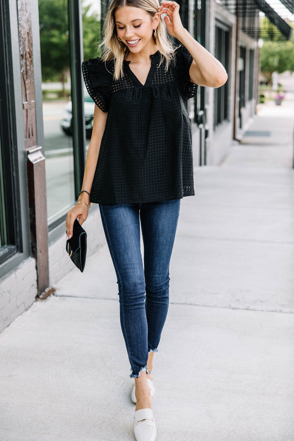 Known Beauty Black Textured Blouse