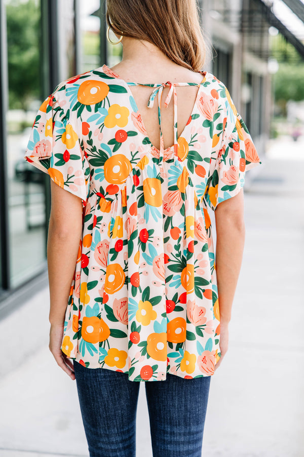 Make It Your Own Sand White Floral Blouse