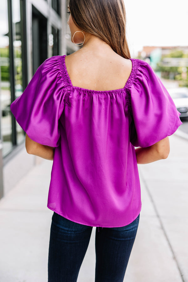 Got You Covered Orchid Purple Satin Blouse
