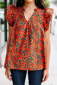 Right Place Right Time Hunter Green Floral Blouse