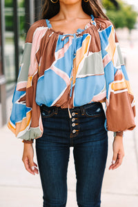 Do It All Brown Abstract Blouse