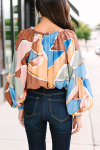 Do It All Brown Abstract Blouse