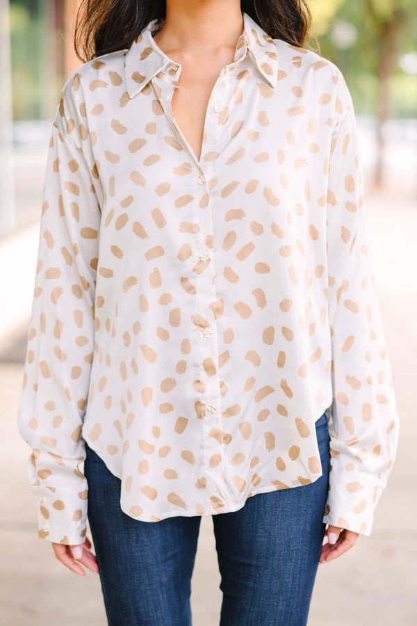 cute satin spotted blouse