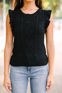 Your Way Black Cable Knit Tank