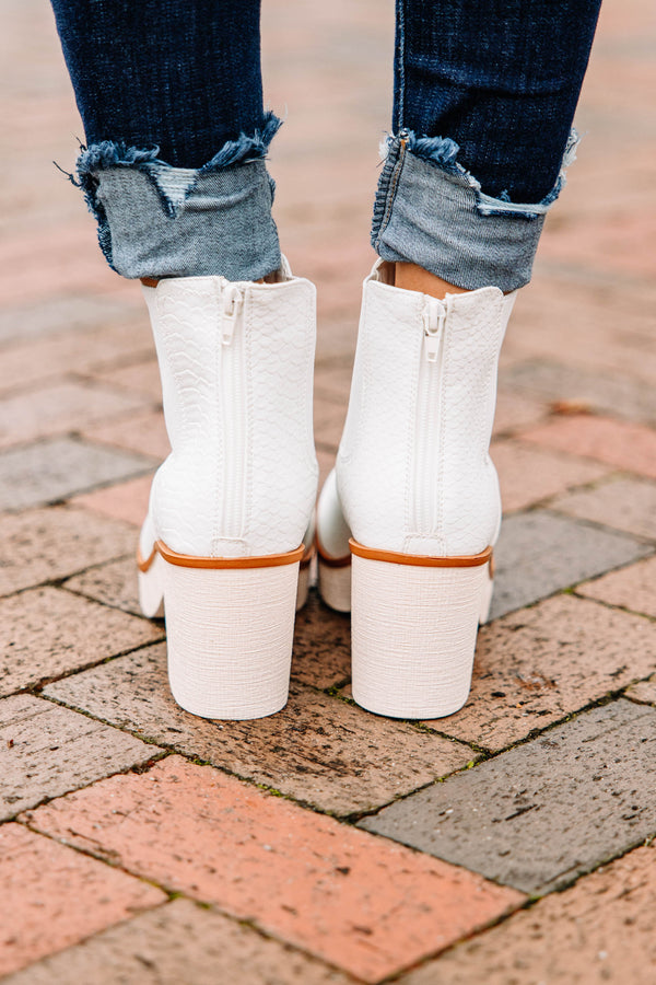 Kali White Slouch Boots with Slim Heel