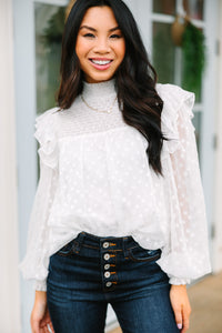 Stand By You Cream White Ruffled Blouse
