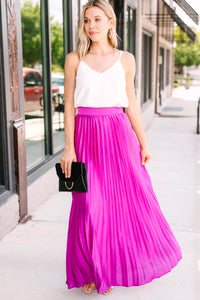 Keep You Around Magenta Purple Pleated Maxi Skirt