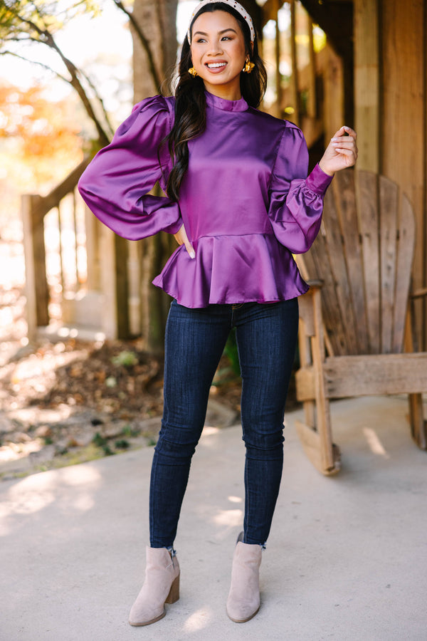 purple satin blouse