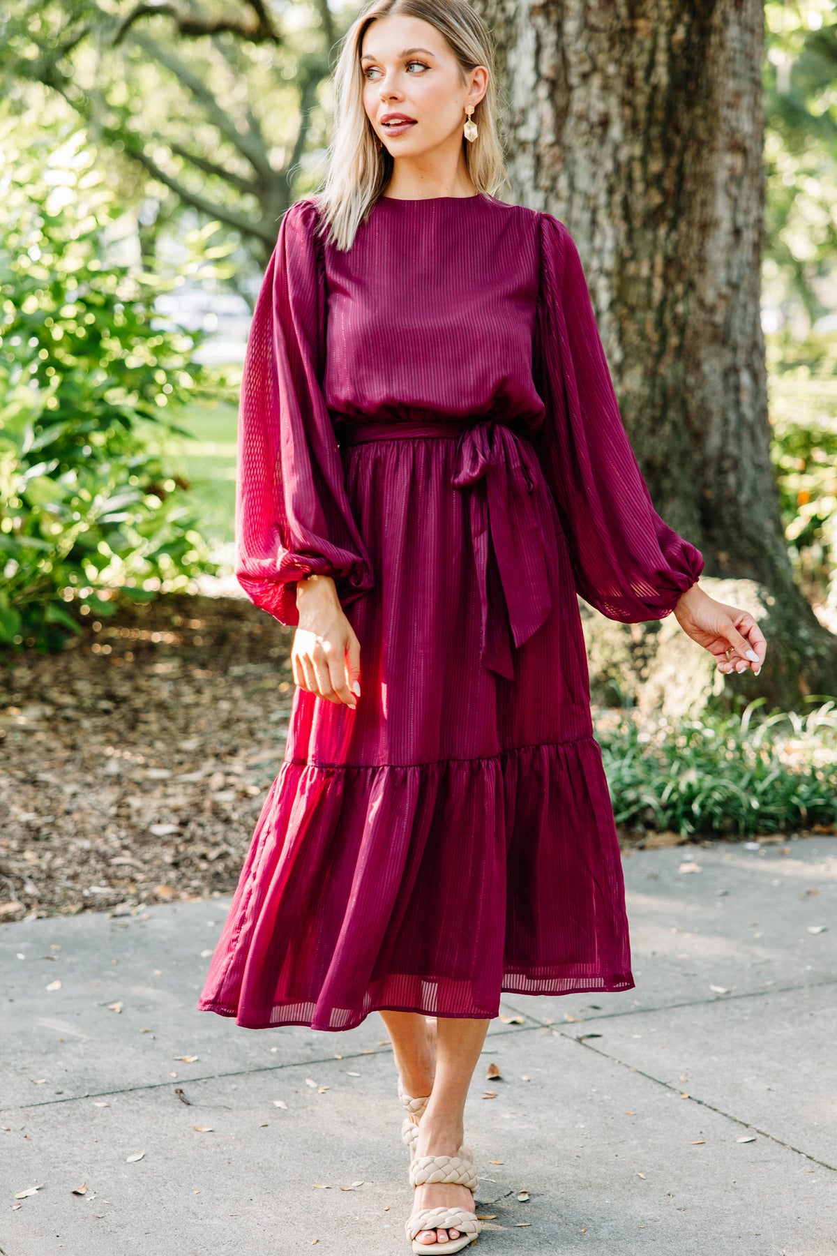 Have Some Fun Burgundy Red Midi Dress – Shop the Mint