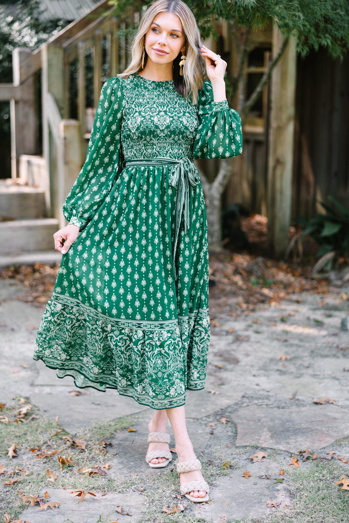 Tell Your Story Green Mixed Print Midi Dress – Shop The Mint