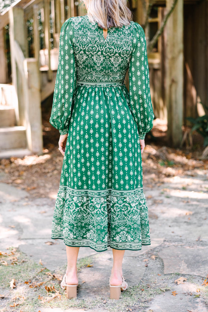Tell Your Story Green Mixed Print Midi Dress – Shop The Mint