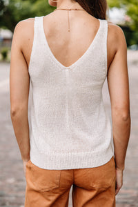 In Your Sights Vanilla White Knit Tank