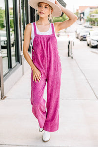 All Figured Out Orchid Purple Corduroy Jumpsuit