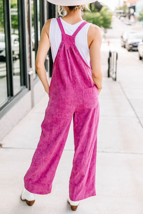 All Figured Out Orchid Purple Corduroy Jumpsuit
