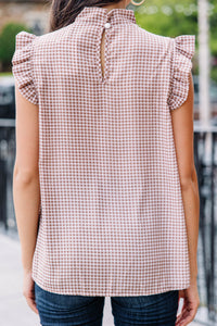 Need Your Love Brown Gingham Tank
