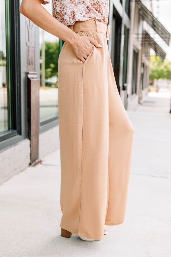 Looking Up Camel Brown Wide Leg Pants – Shop the Mint