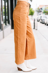 Send Your Love Camel Brown Cropped Wide Leg Jeans