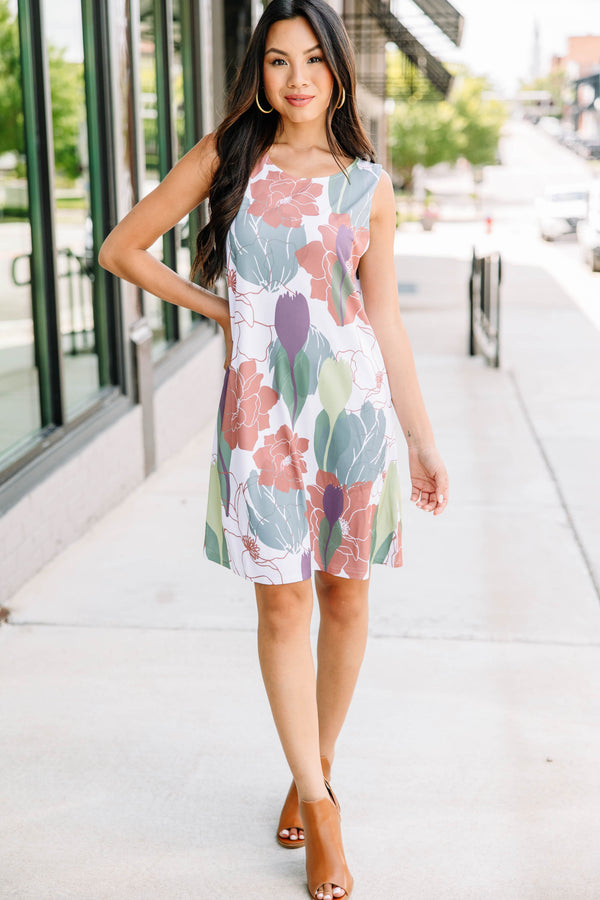 Going Out Ivory White Floral Shift Dress