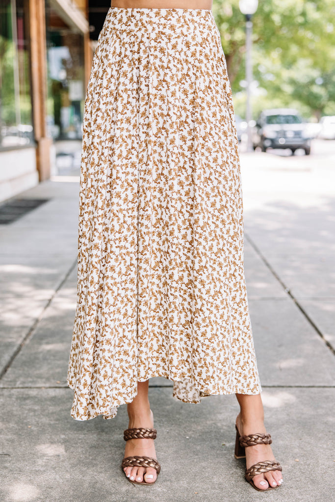 Speak To Your Heart Cream White Floral Midi Skirt – Shop the Mint