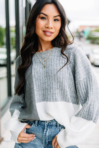 Totally You Gray Colorblock Sweater