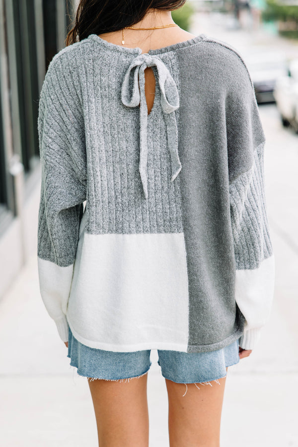 Totally You Gray Colorblock Sweater