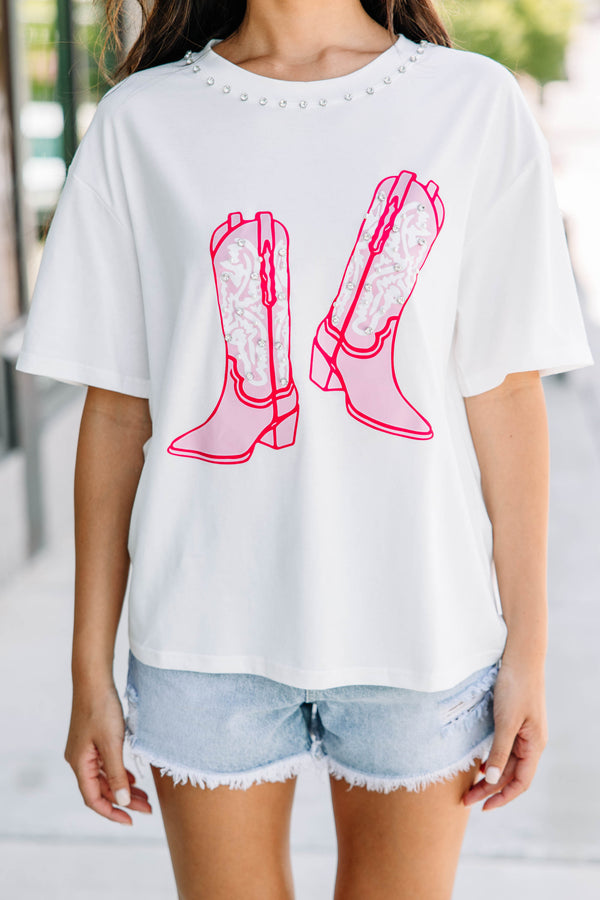 These Boots White Embellished Top