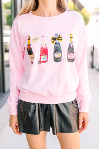 Poppin' Bottles Pink Embellished Sweatshirt