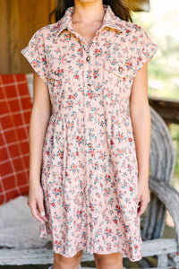 Top Of Your Class Taupe Brown Floral Dress