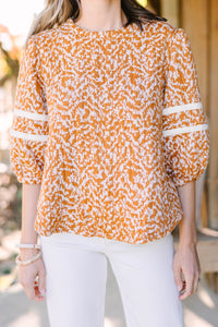 Spark Your Interest Tan Brown Printed Sweater