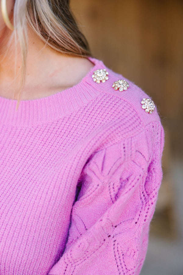 Take An Interest Pink Embellished Sweater