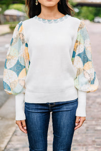 printed bubble sleeve sweater