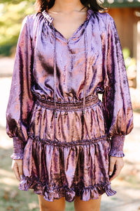Always Get Your Way Magenta Purple Metallic Dress
