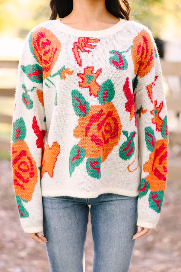 Feeling Fun Cream White Floral Sweater – Shop the Mint