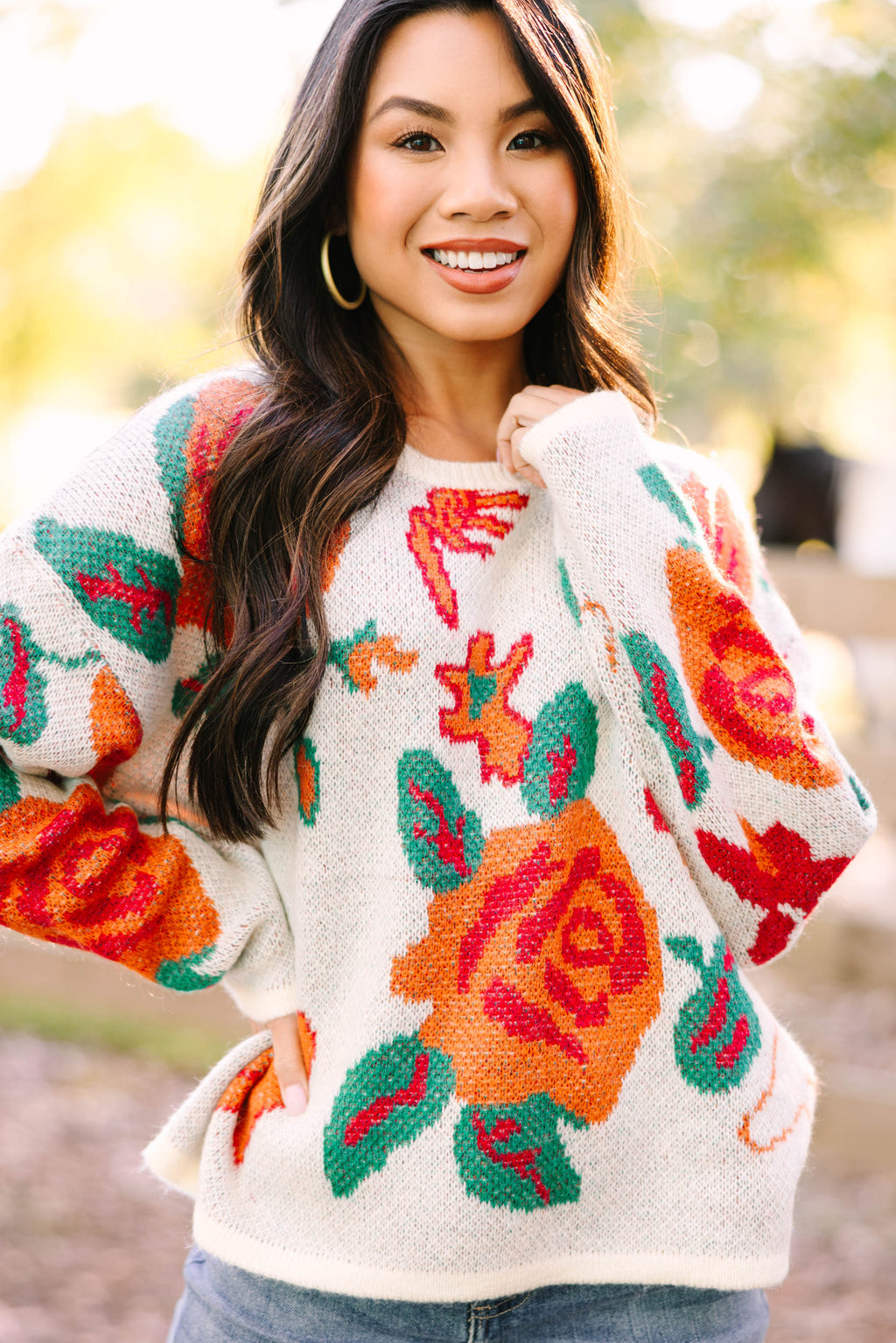 Feeling Fun Cream White Floral Sweater – Shop the Mint
